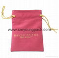 Wholesale custom small white faux suede drawstring jewelry pouches