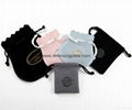 Wholesale custom small white faux suede drawstring jewelry pouches