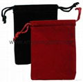 Custom printed small pink velvet jewelry bag drawstring velvet pouch