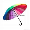 Promotional popular rainbow umbrella creative color wheel stick umbrella