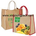 Promotional custom printed burlap jute hessian tote bag 4