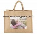 Promotional custom printed burlap jute hessian tote bag 2