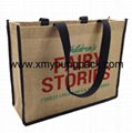 Promotional custom printed burlap jute hessian tote bag