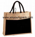 Wholesale custom printed large reusable jute shopping carrier bags