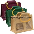 Wholesale custom printed large reusable jute shopping carrier bags