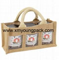 Wholesale custom printed large reusable jute shopping carrier bags