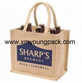 Custom printed small two tone jute hessian carry bag