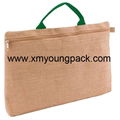 Custom printed small two tone jute hessian carry bag