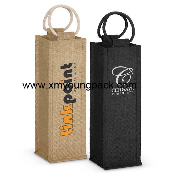 Promotional custom hessian jute wine gift bag 4