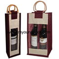 Promotional custom hessian jute wine gift bag