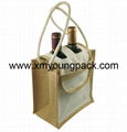 Promotional custom hessian jute wine gift bag