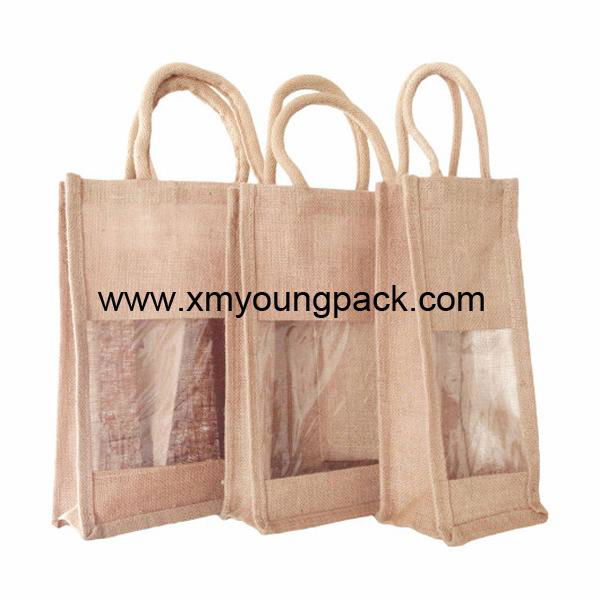 Promotional custom hessian jute wine gift bag 5