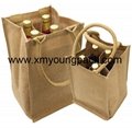 Promotional custom hessian jute wine gift bag