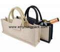 Promotional custom hessian jute wine carry bag