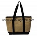 Promotional custom small insulated jute hessian lunch cooler bag