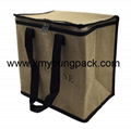 Promotional custom small insulated jute hessian lunch cooler bag