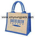 Promotional custom small insulated jute hessian lunch cooler bag