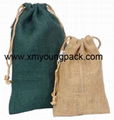 Custom printed small overlock burlap jute hessian pouch