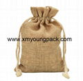 Custom printed small overlock burlap jute hessian pouch