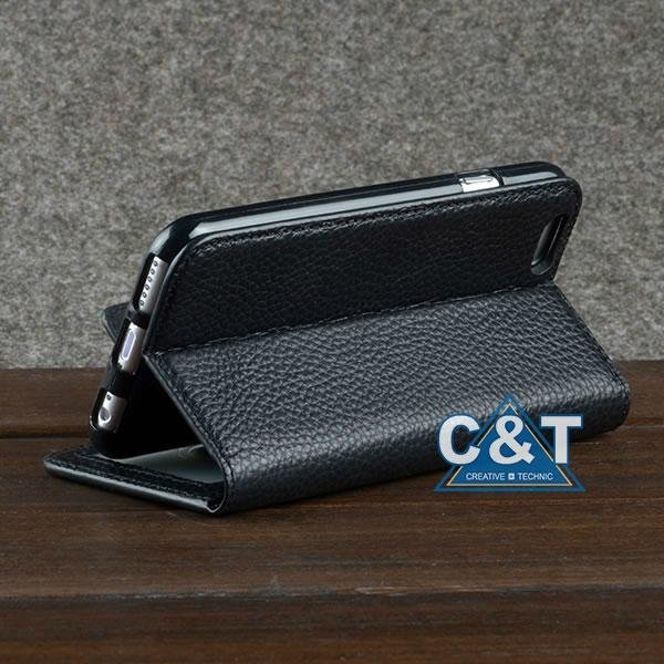 C&T genuine leather wallet slot card holder stand PU cover for iphone  2