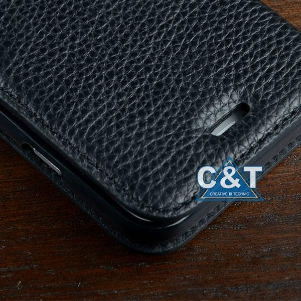 C&T genuine leather wallet slot card holder stand PU cover for iphone  4