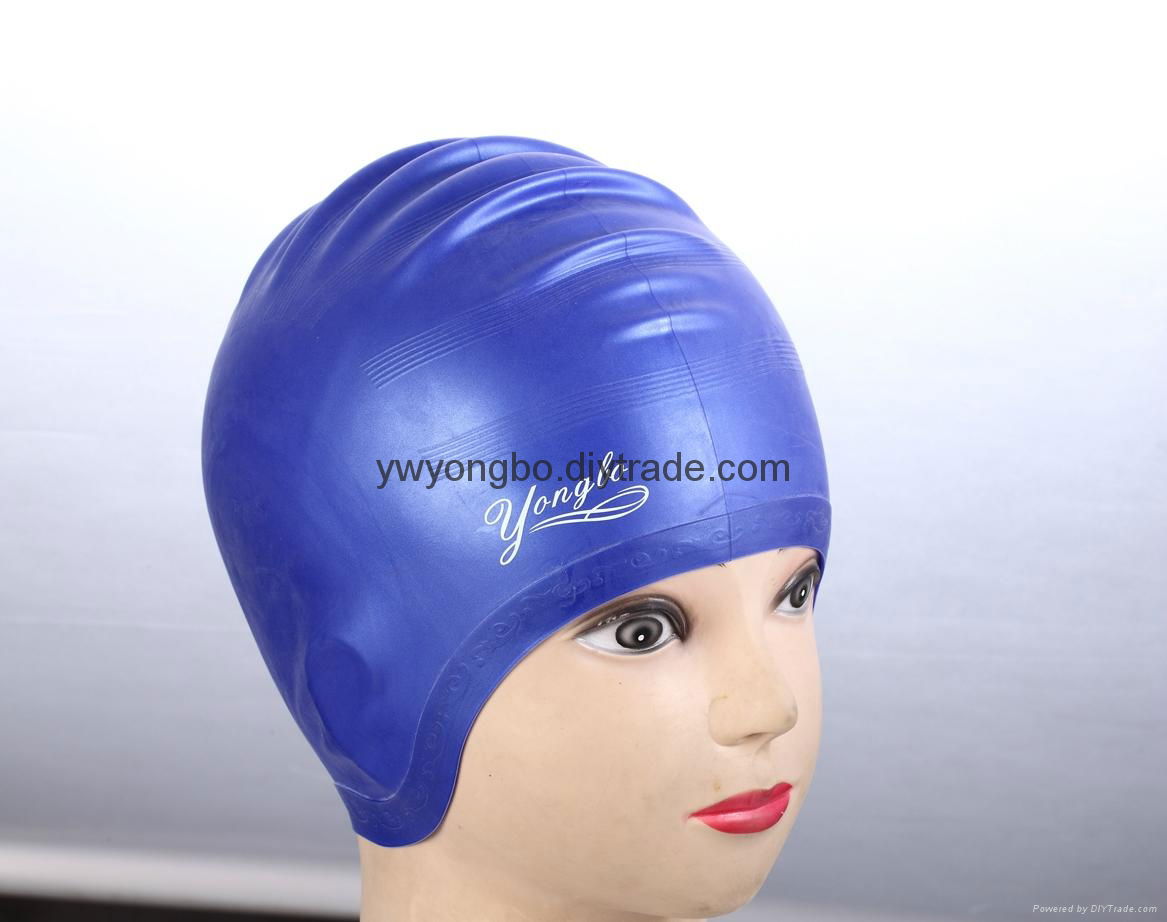 stylish silicone ear protection swim caps 2