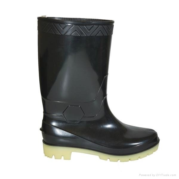 black knee high  rubber rain boots