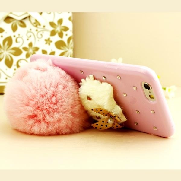 Luxury Rex Rabbit Fur Phone Case for iPhone6/Cute Cover for iPhone 5  4