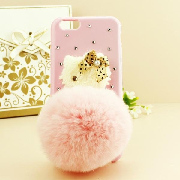 Luxury Rex Rabbit Fur Phone Case for iPhone6/Cute Cover for iPhone 5 