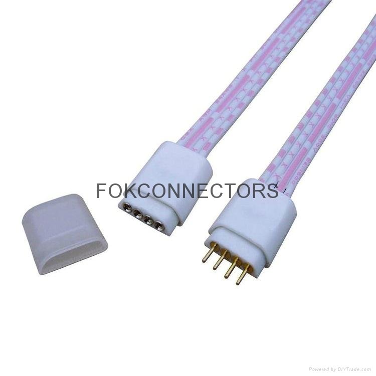 Solderless 10mm width 4 pin connections LED flexible SMD 5050 connectors with 4 