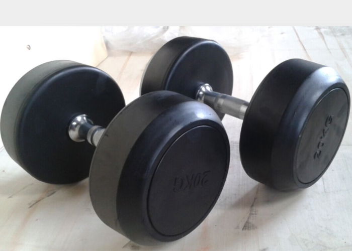 Logo Available Gym Fitness Dumbbell / Round Rubber Dumbbells For Gym Exercises 2