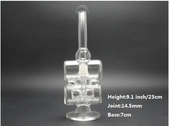  Double Barrel recycler glass water pipes 3