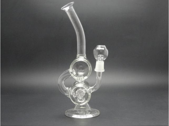  Double Barrel recycler glass water pipes