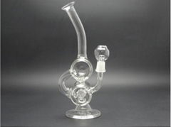  Double Barrel recycler glass water pipes