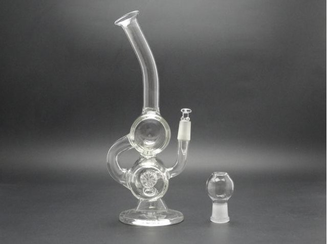  Double Barrel recycler glass water pipes 2