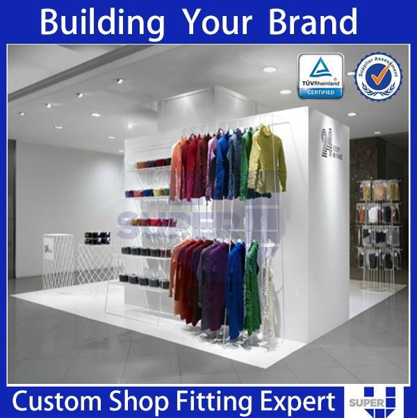 fashion customized slatwall gondola garment display 