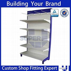 Attractive coloured supermarket promotion display shelf