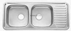 Stainless Steel Kitchen sink double bowls single drain ISD1100