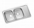 Stainless Steel Kitchen sink double bowls single drain ISD1100 2