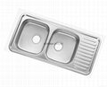 Stainless Steel Kitchen sink double bowls single drain ISD1100 3