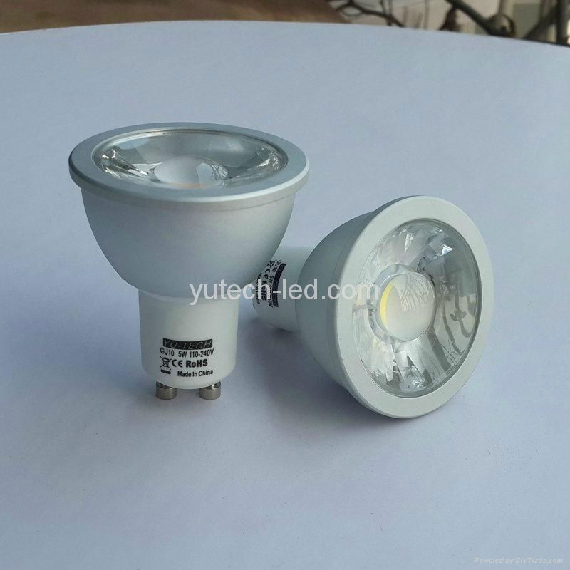 GU10 COB LED Spotlight Die-casting Aluminum 3W-5W 5