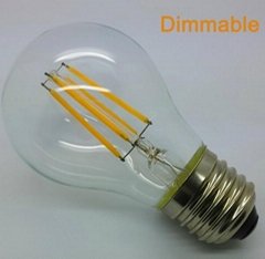 Dimmable LED Filament bulb A60 with E27 E26 B22 Base CRI90 2200K 2500K 2700K