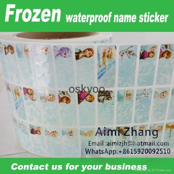 personalized PVC kids waterproof name sticker frozen design label