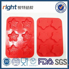 five star shape FDA & LFGB silicone ice cube tray