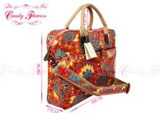 Ladies Peacock feather Floral Canvas Bag Laptop Computer Briefcase 2