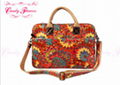 Ladies Peacock feather Floral Canvas Bag Laptop Computer Briefcase