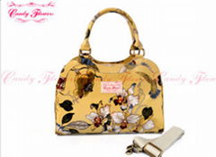 Classical Yellow Womens Tote Bags ladies big handbags with Flower Printed