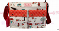 Red and  White Lovely Pattern Girls Messenger Bags With College Flowers 2