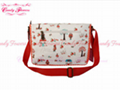 Red and  White Lovely Pattern Girls Messenger Bags With College Flowers 4
