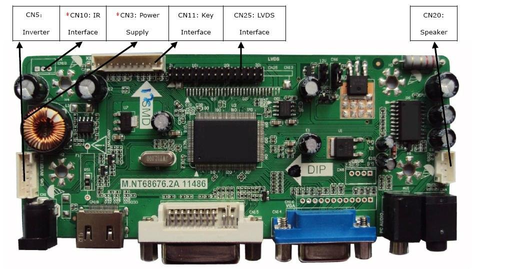 M.NT68676.2A(HDMI+DVI+VGA+Audio) LCD/LED Controller Board